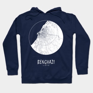 Benghazi, Cyrenaica, Libya City Map - Full Moon Hoodie